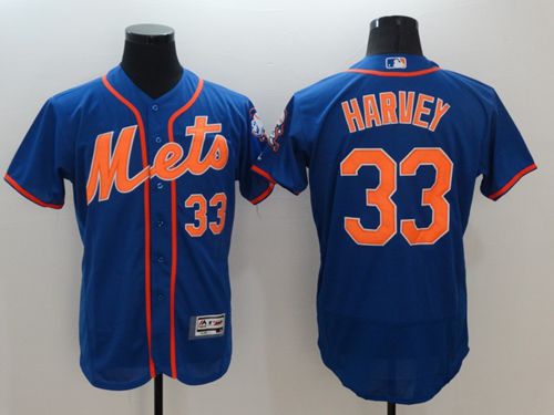 Mets #33 Matt Harvey Blue Flexbase Authentic Collection Stitched MLB Jersey - Click Image to Close